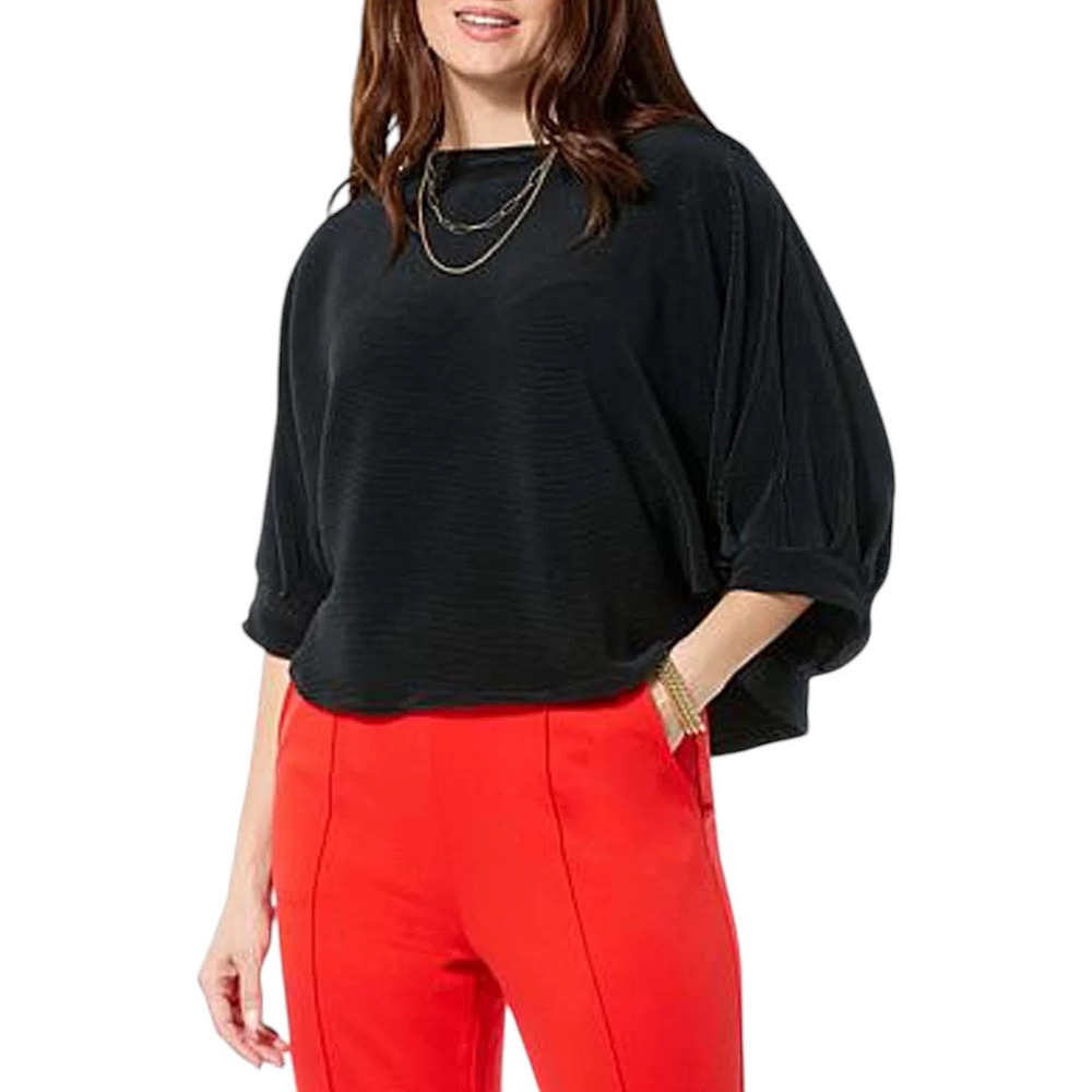 Lloyd Boston Women's Easy Luxury Banded Dolman Sleeve Top Black - Regular